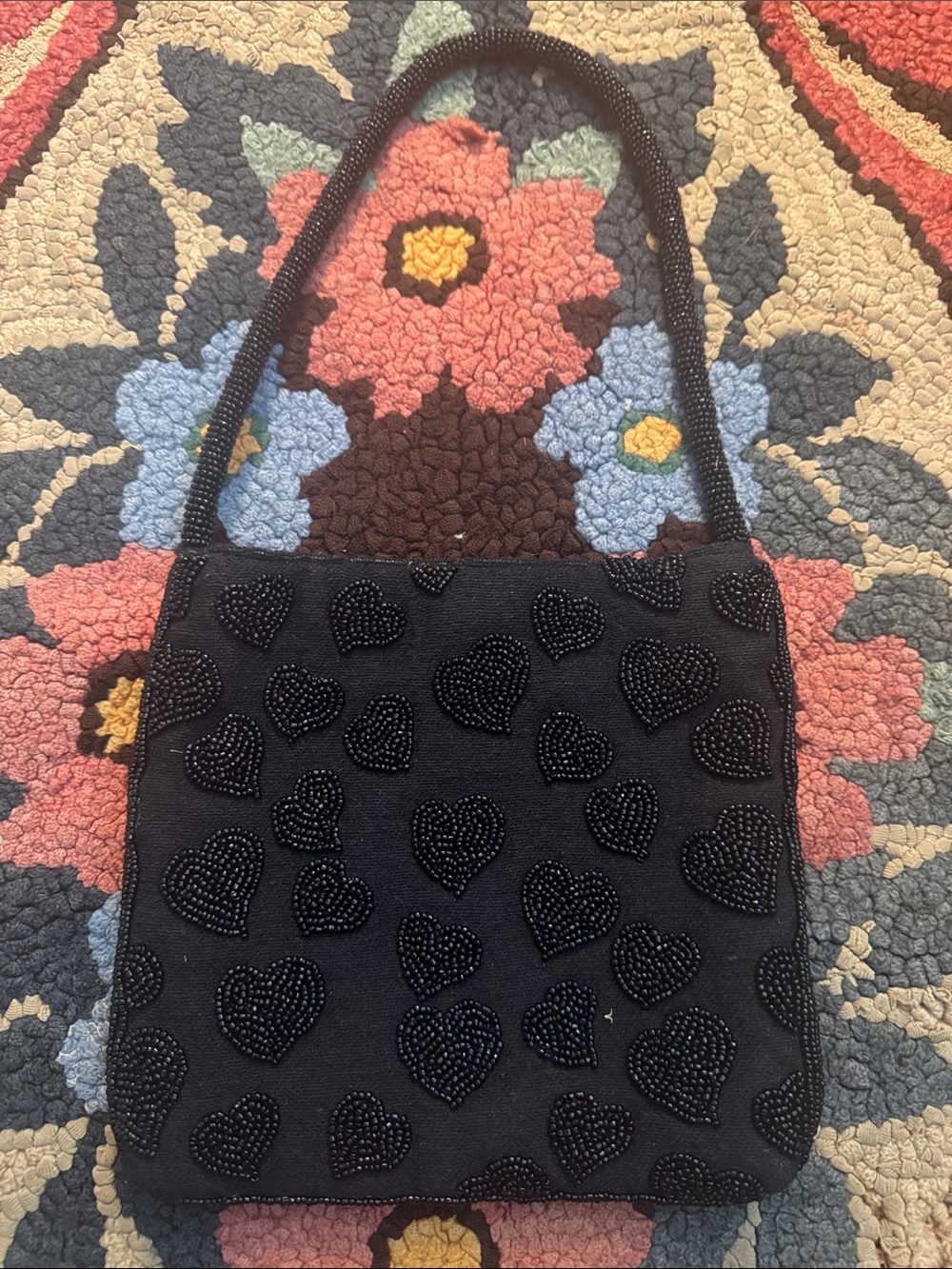 Target Black Beaded Heart Shoulder Bag